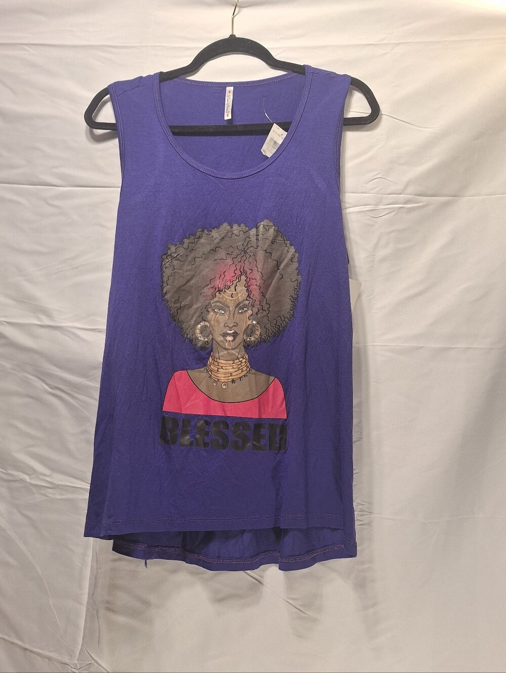 NWT. Love Nation Purple Graphic 'Blessed' Women's Tank. Plus Size